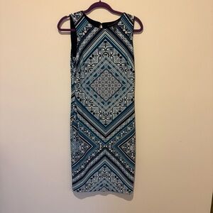 White House Black Market 2 in 1 Blue Sheath Midi Dress